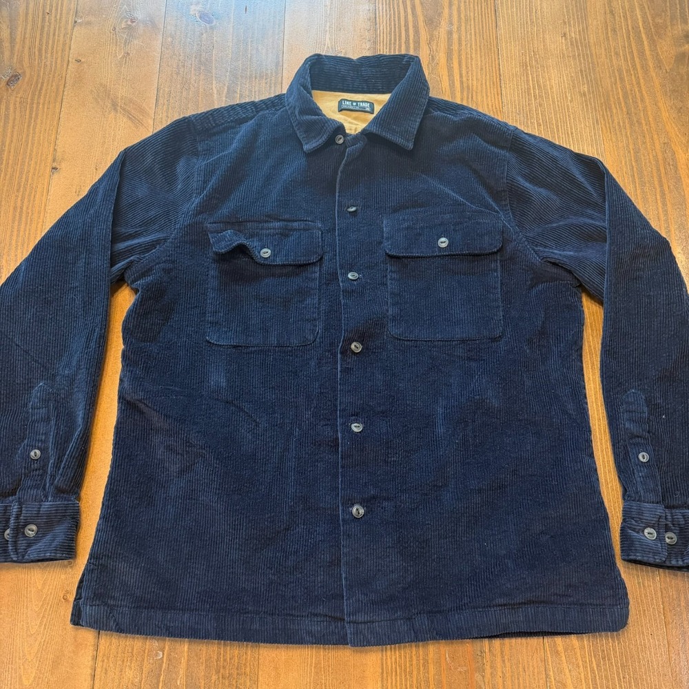 Line of Trade Corduroy Shacket Utility Workwear Shirt Mens Large Blue